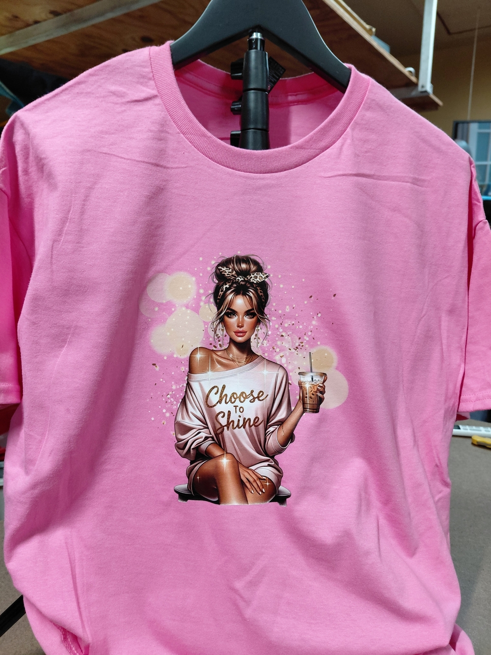 T-shirt XL Womens Pink Gildan Heavy Cotton "Choose To Shine" Colorful New